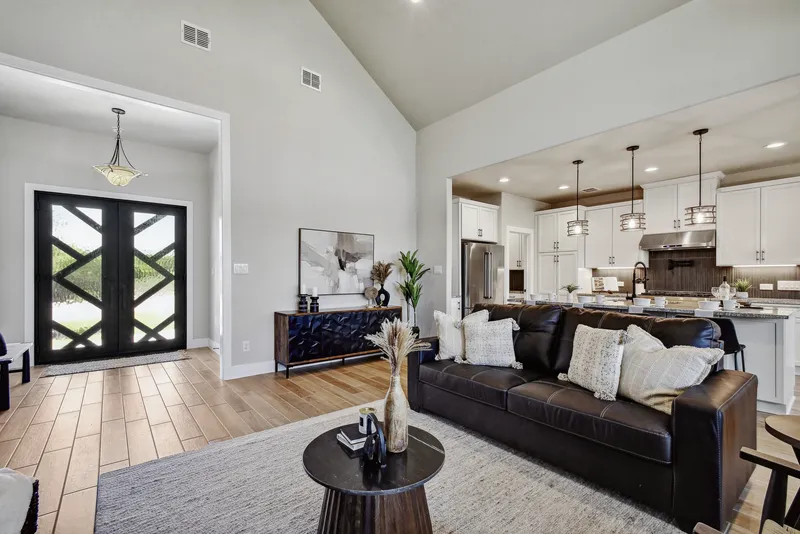 View from the entry through to the open living area