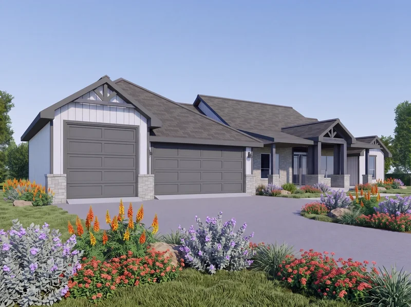 Front elevation of the Agarita, a 2,618 square foot custom home