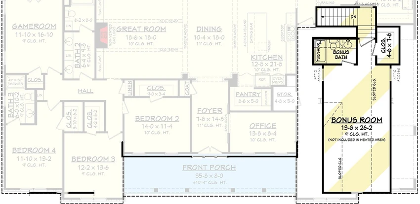 Floor plan sheet 2 of 2 for the Bluebonnet, a 3,611 square foot custom home
