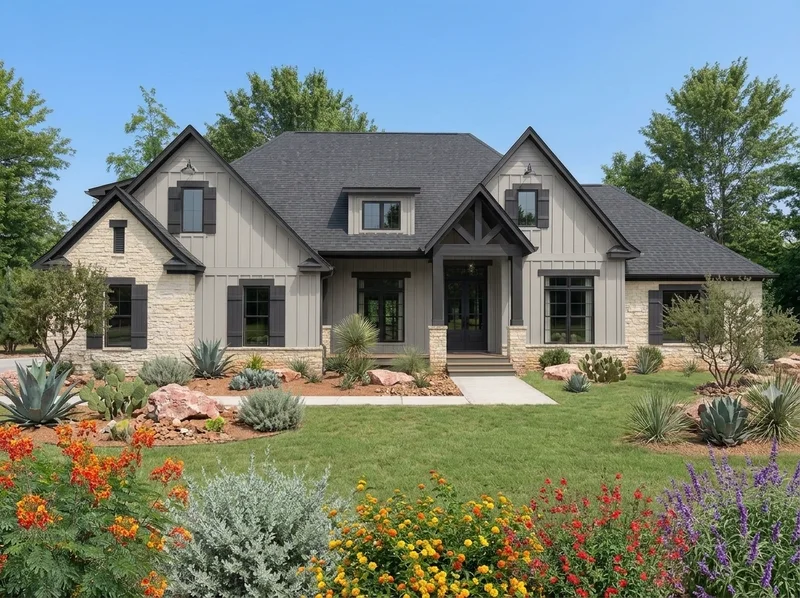 Front elevation of the Cenizo, a 2,986 square foot custom home