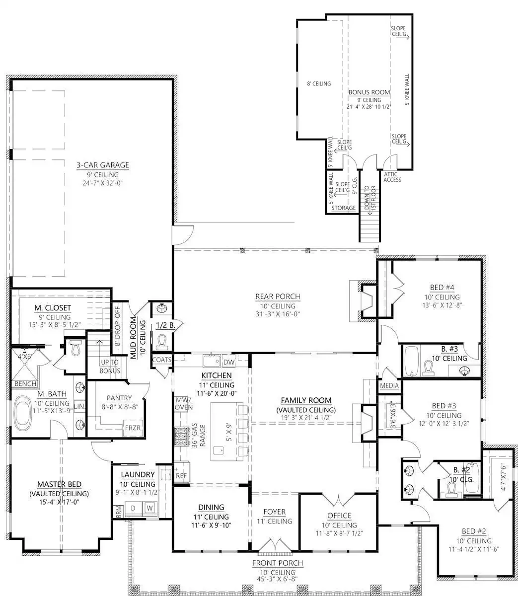 Floor plan for the Esperanza, a 3,524 square foot custom home