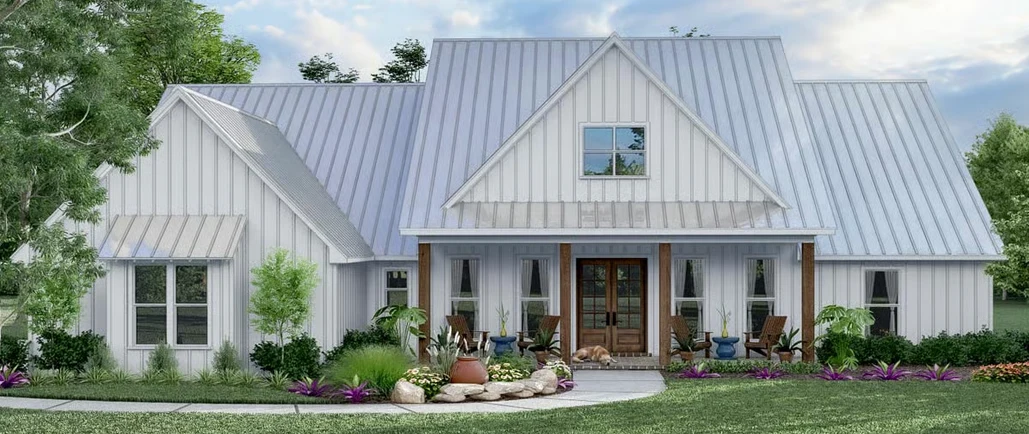 Front elevation of the Frostweed, a 2,845 square foot custom home