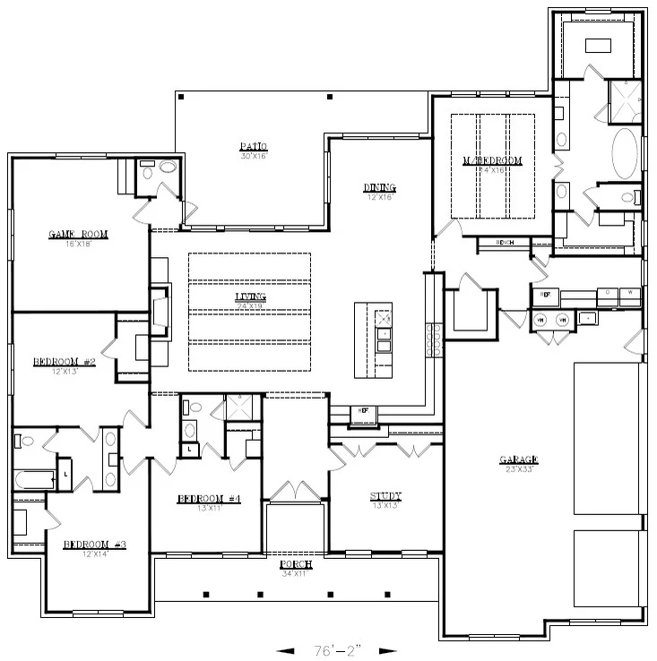 Floor plan for the Gayfeather, a 3,231 square foot custom home