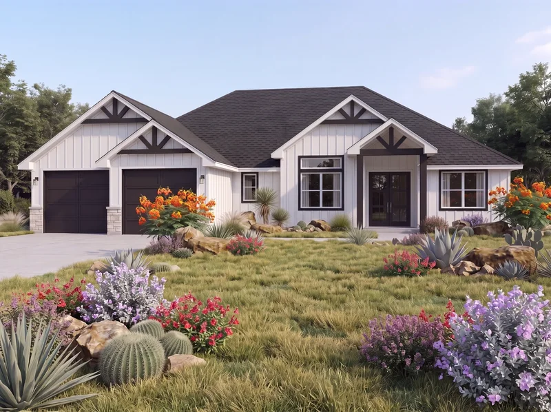 Front elevation of the Huisache, a 2,158 square foot custom home