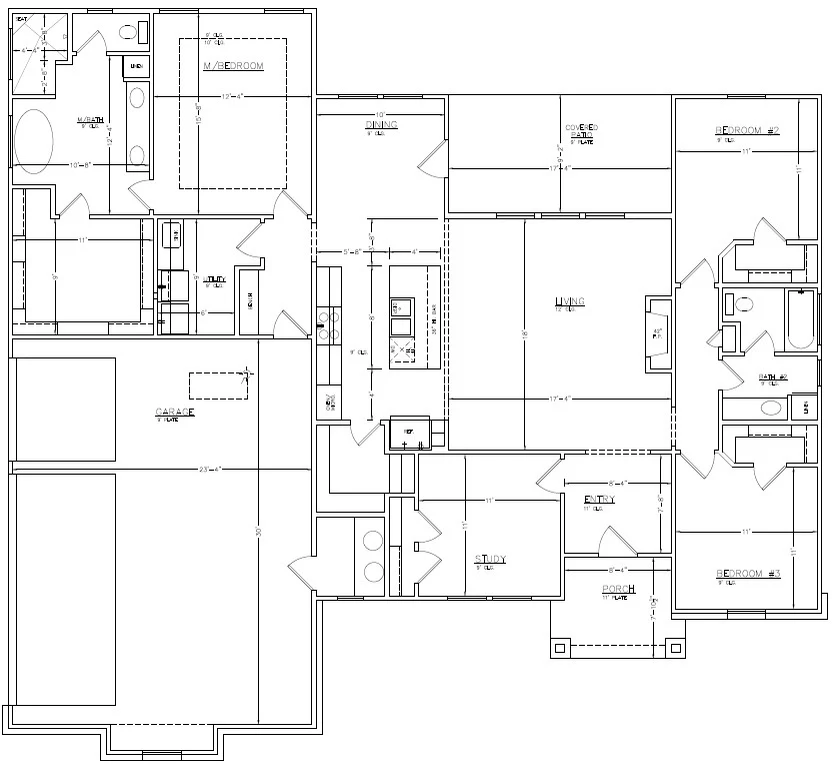 Floor plan for the Indiangrass, a 2,003 square foot custom home