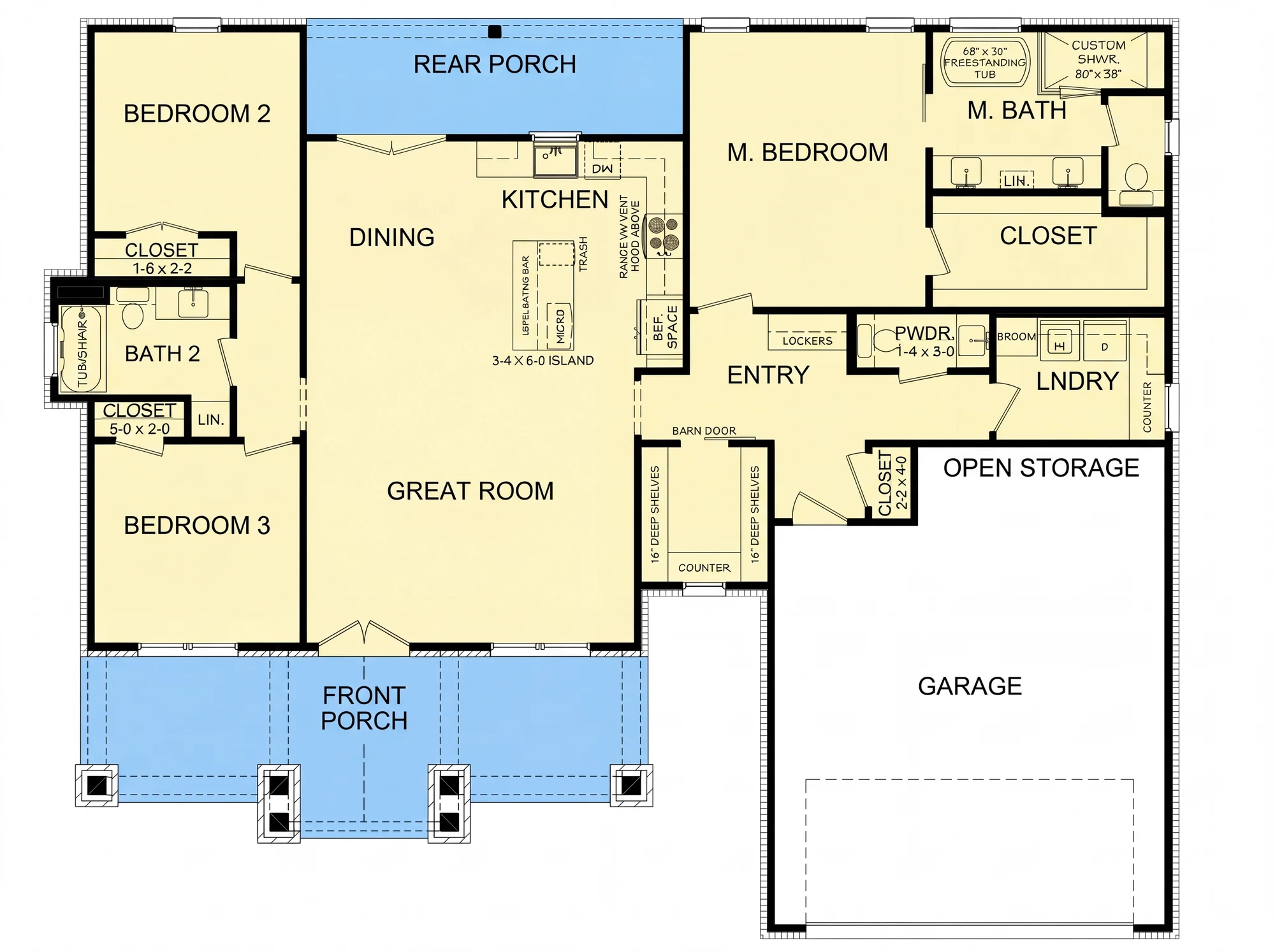 Floor plan for the Krameria, a 1,698 square foot custom home