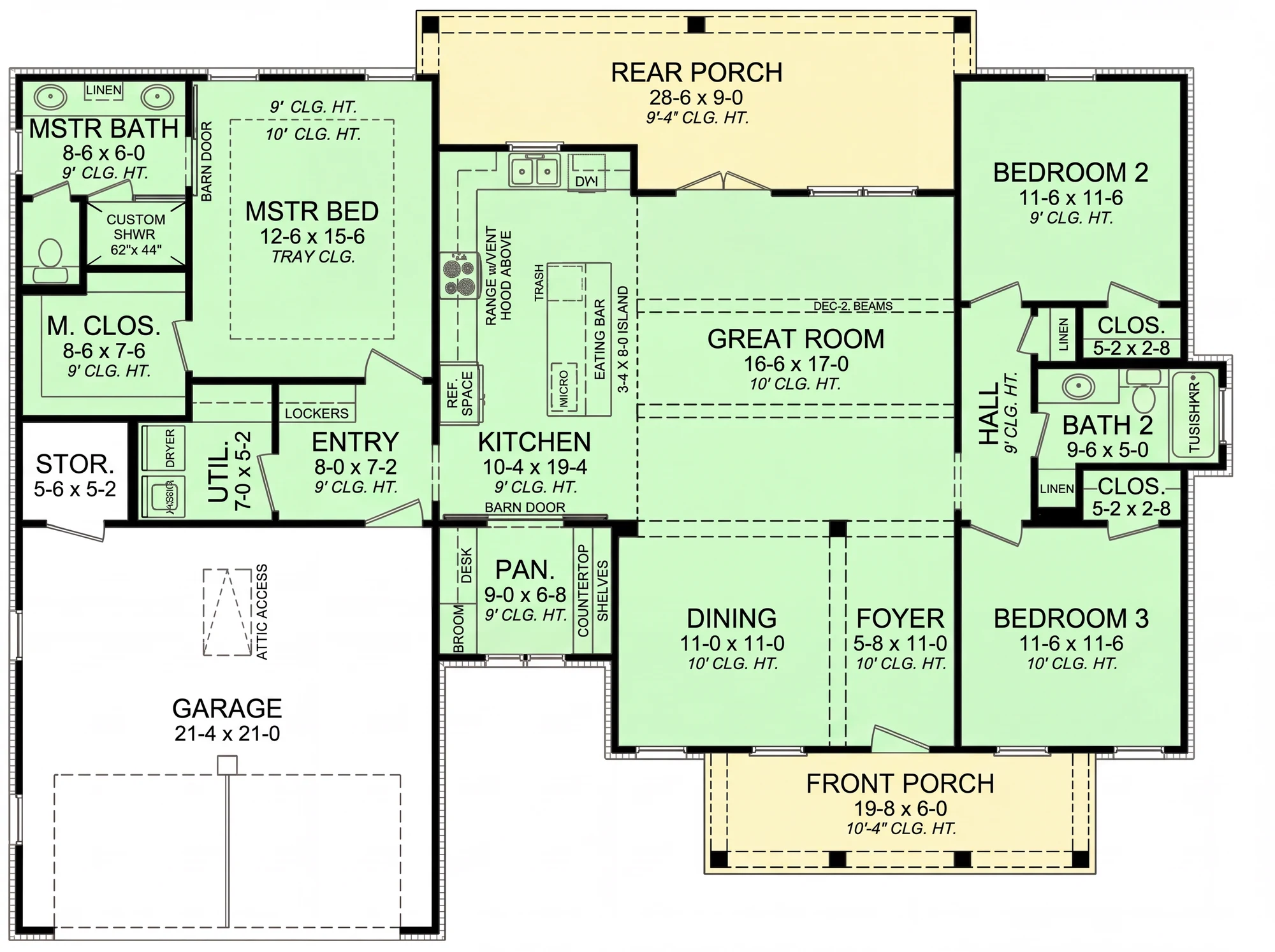Floor plan for the Lindheimer, a 1,706 square foot custom home